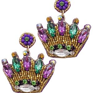Mardi Gras Crown Earrings